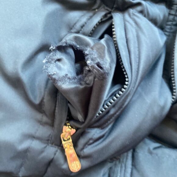 Vince Camuto Womens Puffer Down Hooded Coat Navy Blue Double Zip Pockets - Picture 16 of 16